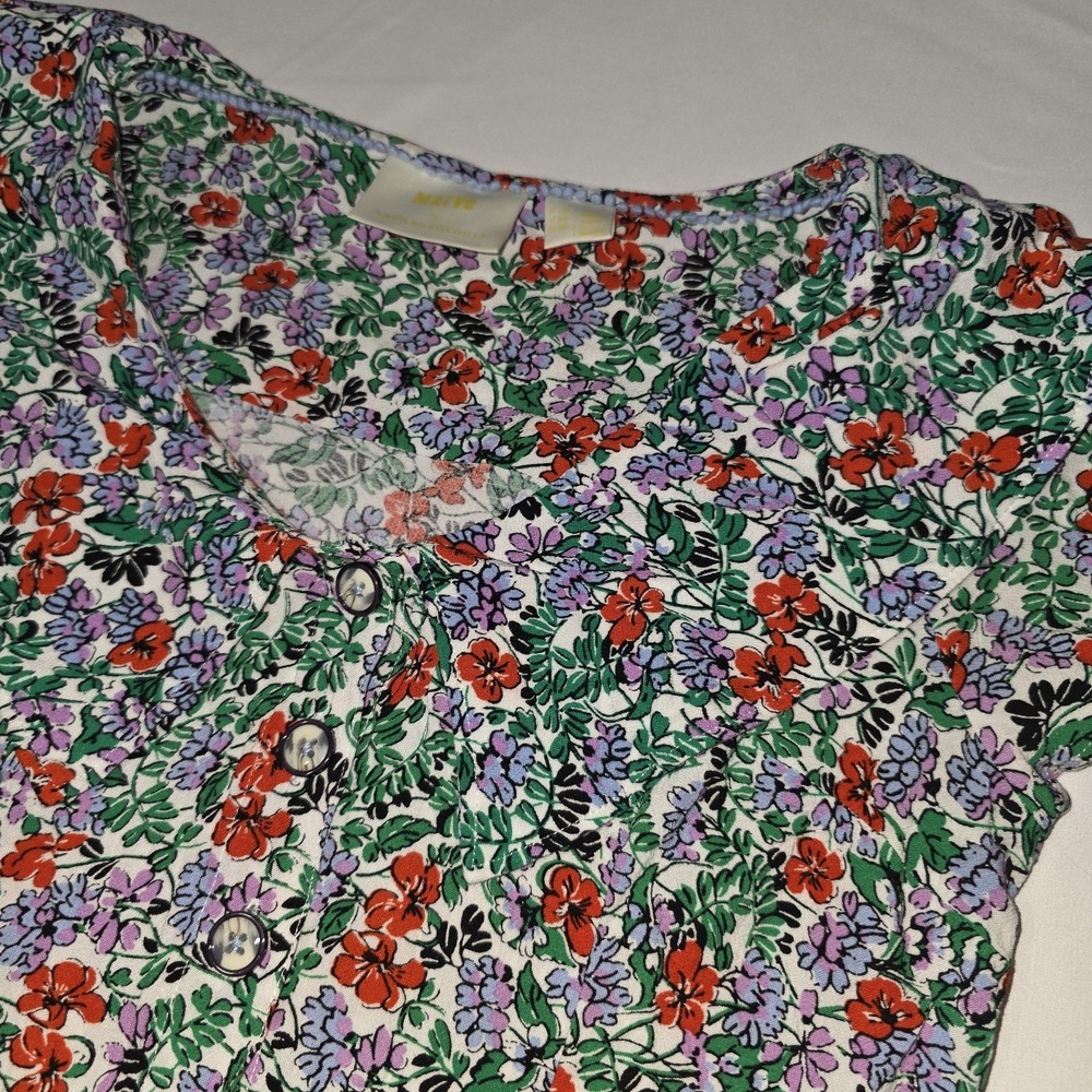 Anthropologie Maeve Austen Floral Collared V-Neck Blouse  Size 00P Cottagecore - Picture 7 of 10